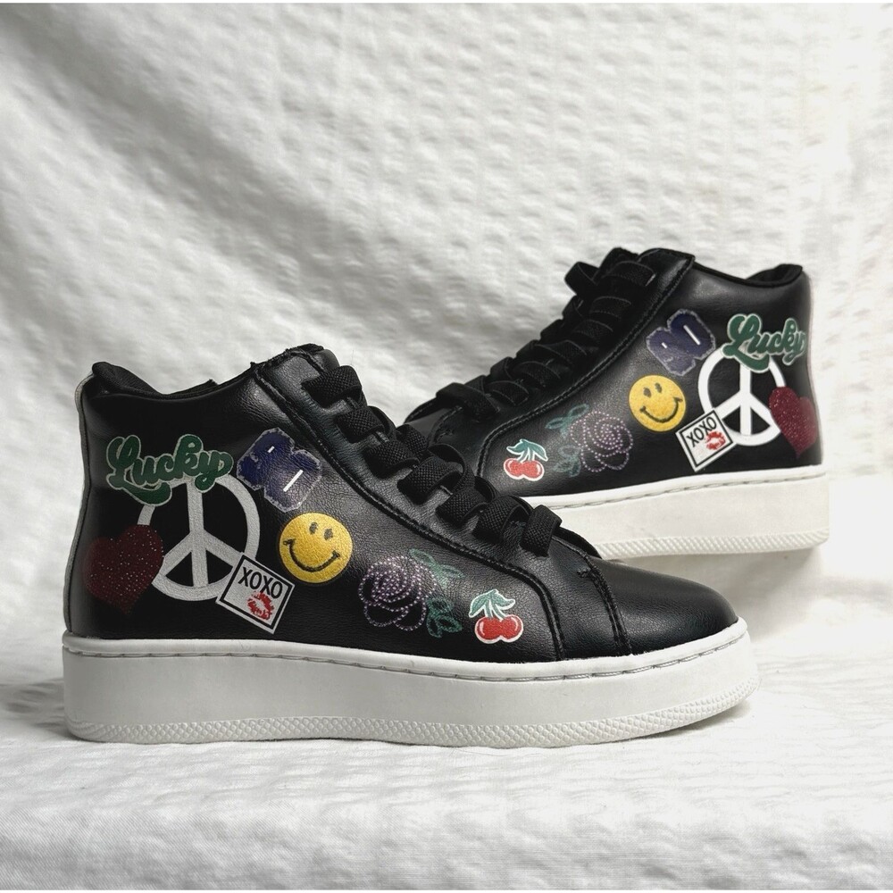 Steve Madden Girls Beta Fashion Sneakers Patch Design Hi-Top Toddler Kids Shoes